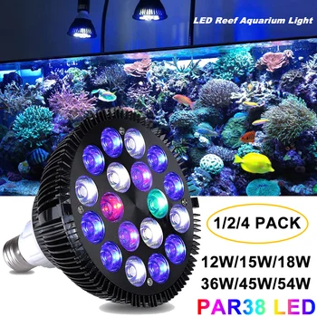 1/2/3 / Pak Bohlam Lampu Akuarium LED PAR38 SPOT Light Bulb 12W-54W Bohlam Lampu Akuarium LED Spektrum Penuh untuk Tangki Ikan