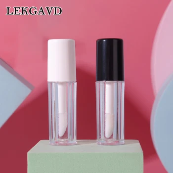 1.2 ML Tabung Lipgloss Kosong Plastik Tutup Hitam Putih Wadah Lip Gloss Kosmetik Bening Botol Isi Ulang Lipstik Mini Botol Isi Ulang