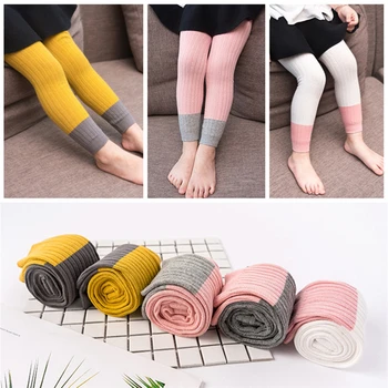 1-8T Legging Anak Perempuan Celana Tambal Sulam Celana Warna-warni Bayi Perempuan Legging Rajut Katun Musim Gugur Musim Dingin Celana Kasual Lucu