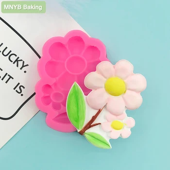 1 Buah Cetakan Desain Bunga Matahari untuk Alat Kue DIY Buatan Tangan Fondant Permen Cokelat Cetakan Silikon Seni Resin Lilin Gipsum Cetakan Silikon