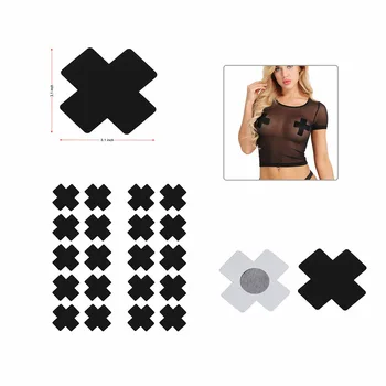10/20 buah Stiker Pasties Payudara Penutup Puting Satin Sekali Pakai Berperekat Bentuk Silang Wanita Kulit Hitam untuk Pakaian Tanpa Tali