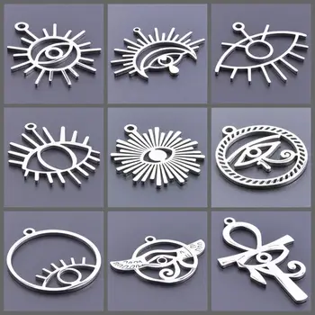 10 buah / Banyak Warna Perak Mata Jahat Stainless Steel Liontin Pesona untuk Membuat Perhiasan Kalung Kerajinan Wanita / Pria Gothic Charms Amulet