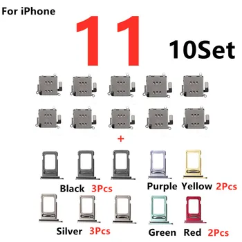 10 Set untuk iPhone XR 11 12 13 14 Pro X Max Pembaca Kartu Sim Ganda Konektor Dudukan Slot Baki Kabel Fleksibel Bagian Adaptor