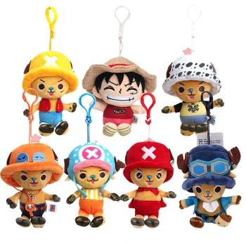 12CM One Piece Mainan Boneka Mewah Anime Kawaii Luffy Chopper Gantungan Kunci Mewah Boneka Lembut Tas Tangan Boneka Mewah Mainan Hadiah Anak