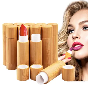 12Pcs Bambu Kosong Lipstik Tabung, 5.5 G Isi Ulang DIY Lip Balm Tabung Wadah Kosmetik Lip Gloss Deodoran Case Pemegang