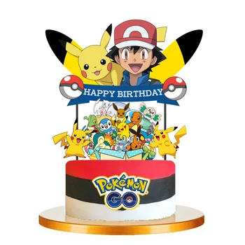 12Pcs Pokemon Cupcake Toppers Pilihan Selamat Ulang Tahun Dekorasi Pesta Anak-anak Baby Shower Nikmat Dekorasi Kue