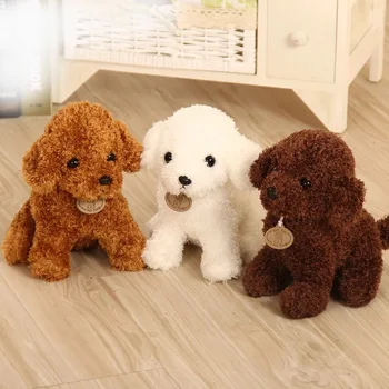 18/25 cm Mainan Mewah Pudel Anjing Simulasi Boneka Suffed Hewan Lucu untuk Hadiah Natal