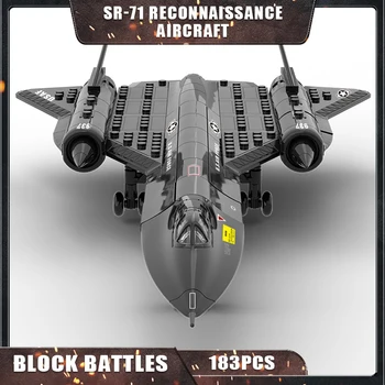 183 Buah 1/74 Model Pesawat Bangunan Plastik SR-71 BLACKBIRD Scoutplane Blok Koleksi Batu Bata Jet Militer Mainan untuk Hadiah Anak Laki-laki