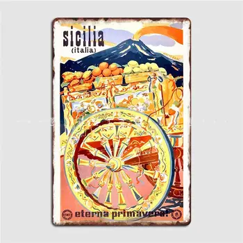 1947 Sisilia Italia Perjalanan Musim Semi Abadi Plakat Logam Poster Poster Dinding Gua Gua Pub Dekorasi Poster Tanda Timah