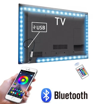 1M 2M 3M 4M 5M Lampu TV LED Lampu Latar Neon RGB USB Bluetooth 5V Lampu Strip LED Pintar untuk Lampu Dekorasi Latar Belakang TV HDTV