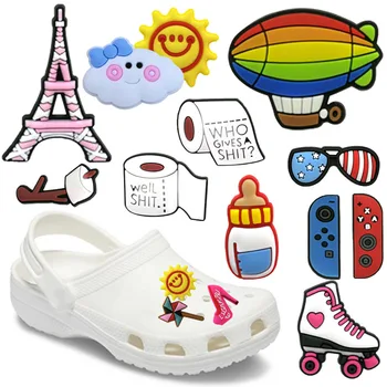 1pcs PVC Airship Cloud Sepatu Pesona Aksesoris Lipstik Susu Champagne Dekorasi Kertas Toilet Ornamen Anak-anak Hadiah