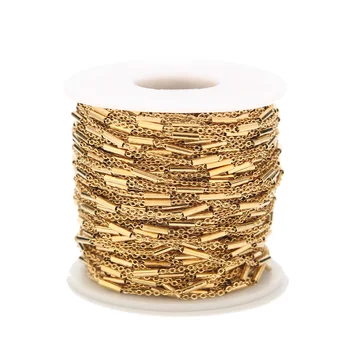 2 Meter Tabung Baja Tahan Karat Rantai Penghubung Kabel Manik-manik untuk DIY Gelang Kaki Kalung Gelang Perhiasan Membuat Aksesori