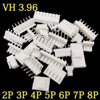 20/50Pcs VH3. 96 2/3/4/5/6/7/8 Pin Pria Wanita Pin Header Housing Plug Konektor Lurus / Melengkung Jarum VH 3.96 Mm Konektor