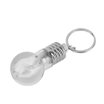 2019 1 Buah Desain Unik Berubah Warna-warni Lampu Senter LED Lampu Bohlam Mini Gantungan Kunci Cincin Gantungan Kunci Lampu Bening Gantungan Kunci Obor