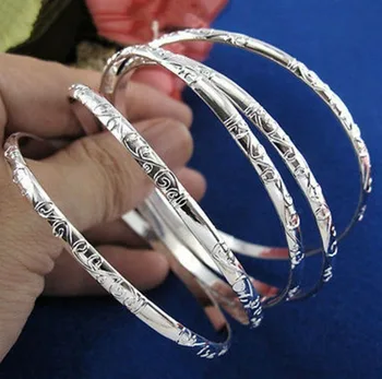 2020 5 Buah Per Set Gelang Lingkaran Pola Bunga Gelang Berlapis Perak Eropa Amerika Grosir Perhiasan Terlaris