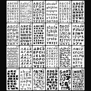 24 buah / set Templat Gambar Huruf Alfabet Lukisan Stensil Buku Tempel Timbul Timbul