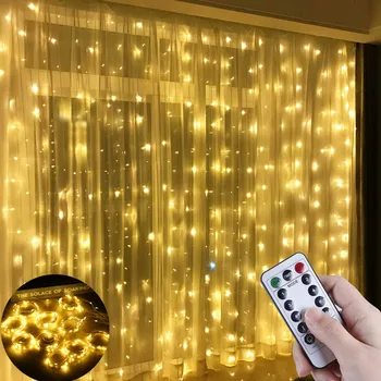 3 M LED Tirai Garland Di Jendela USB Power Peri Lampu Memperhiasi dengan Remote Tahun Baru Garland Lampu LED Natal Dekorasi
