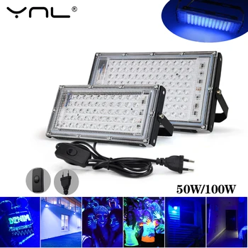 50W 100W UV LED Flood Light AC220V 230V Lampu Sorot Luar Ruangan Dalam Ruangan 395nm 400nm Lampu Panggung Neon Ultraviolet Sorotan Pesta