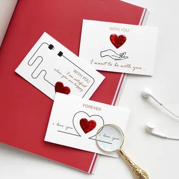 6 Gaya Kartu Ucapan Hati Merah Solid dengan Amplop Surat Romantis Aku Mencintaimu Selamanya Undangan Pernikahan Hari Valentine