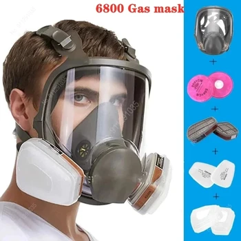 7 in 1 6800 masker gas cat masker gas bidang lebar masker wajah penuh respirator cat semprot masker silikon 6800