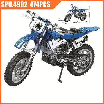 7045 474 pcs Teknis Sepeda Motor Cross Country Sepeda Motor Blok Bangunan Mainan Anak