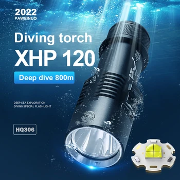 800 m Menyelam Senter 9000LM XHP120 Profesional Underwater Scuba Diving Torch IPX8 Tahan Air Menyelam Lampu 18650 26650 Baterai