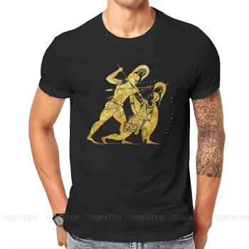 Achilles Penthesilea Kaus Spartan Yunani Kuno Kaus Punk Grafis Streetwear Homme Atasan Oversized Katun Murni Atasan