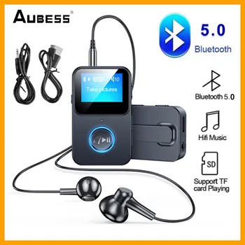 Adaptor Penerima Audio Bluetooth 5.0 Kartu TF dengan Layar LCD Pemutar Musik MP3 Bluetooth Kebisingan Cerdas Mendukung Kamera Jarak Jauh