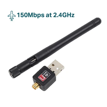 Adaptor WiFi USB 150 Mbps Antena 2.4 G Hz USB 802.11 n/g/b Dongle Wi-Fi Ethernet Kartu Jaringan Nirkabel LAN USB untuk Penerima WiFi PC