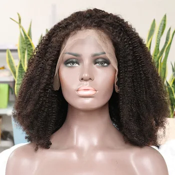 Afro Kinky Curly 13x4 Lace Frontal Wig Rambut Manusia Rambut Perawan Wig Bagian U Penutup Renda dengan Rambut Bayi untuk Wanita Kulit Hitam