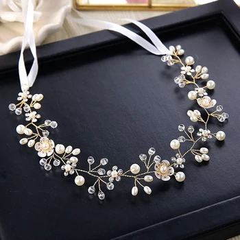 Aksesoris Rambut Pengantin Pernikahan Ikat Kepala Berlian Imitasi Kristal untuk Wanita Perhiasan Rambut Pengantin Pernikahan Ikat Kepala Bunga Ikat Rambut