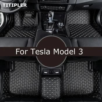 Alas Lantai Mobil Kustom TITIPLER Untuk Tesla Model 3 2018 -2023 Tahun Aksesori Coche Kaki Otomatis