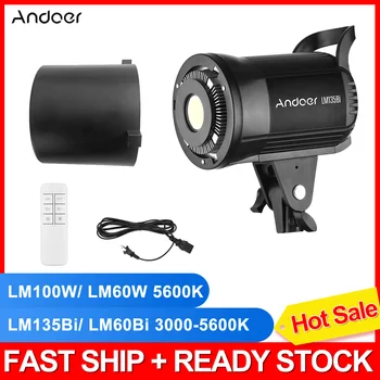 Andoer Studio Lampu Video LED 135W 100W 60W 3000K-5600K Bowens yang Dapat Diredupkan Memasang Lampu Terus Menerus untuk Streaming Langsung Fotografi