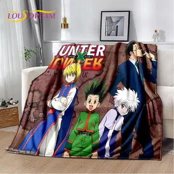 Anime Hunter×Hunter HxH Kartun Selimut Mewah Lembut, Selimut Flanel Selimut untuk Ruang Tamu Kamar Tidur Tempat Tidur Sofa Penutup Piknik