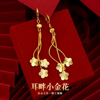 anting liontin emas asli 18k Anting rumbai bunga desain bunga plum sederhana wanita Perhiasan indah gif wanita 2023