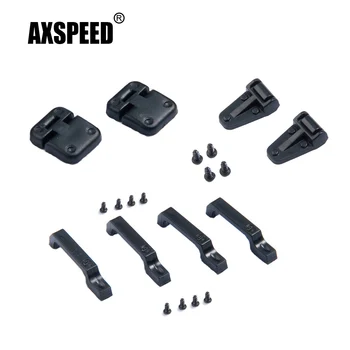 AXSPEED Plastik ABS Engsel Pintu Mobil Hitam & Gagang Pintu & Engsel Penutup Mesin untuk TRX-4 TRX4 Defender 1/10 Suku Cadang Mobil Perayap RC
