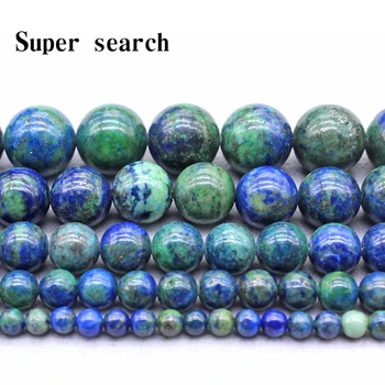 Batu Permata Alami Lapis Lazuli Malachite Round Beads 4/6/8/10/12mm Kalung Gelang Pesona DIY untuk Pembuatan Perhiasan