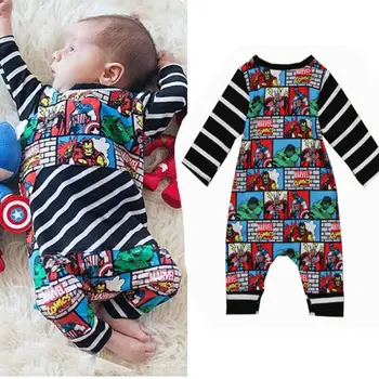 Bayi Baru Lahir Bayi Anak Laki-laki Pakaian Superhero Baju Monyet Jumpsuit Bodysuit Pahlawan Super Cetak Pakaian Bayi