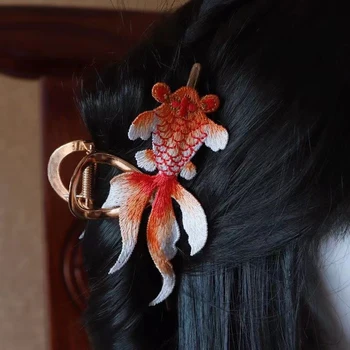 Beruntung Koi Rambut Cakar Cina Vintage Jepit Rambut Cosplay Pernikahan Aksesoris Rambut Wanita Rambut Pin Bulang Archaic Angin