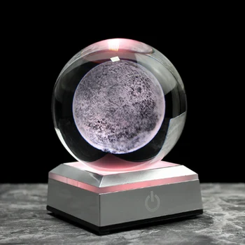 Bola Kristal Model Bulan 3D Bola Dekoratif Bola Hadiah Astronomi Planet Bola Kaca Bola Miniatur Dekoratif Model Bola