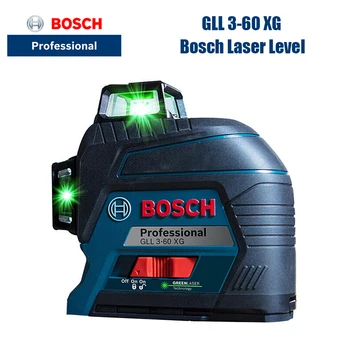 Bosch GLL3-60XG Level Laser 360 Derajat Presisi Tinggi 12 Garis Garis Proyeksi Alat Ukur Vertikal Dan Horizontal Hijau