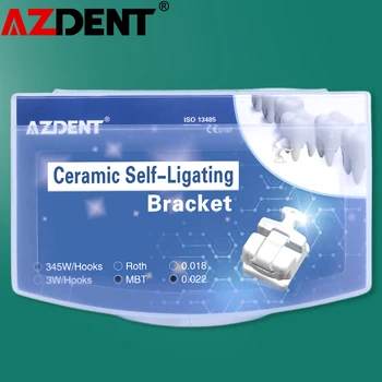 Braket Keramik Ortodontik Self-Ligating Gigi Azdent Roth / MBT 0.022 Dengan Pengait 3-4-5