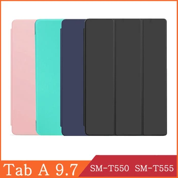 Casing Tablet untuk Samsung Galaxy Tab A 9.7 & Pena S 2015 SM-P550 SM-P555 SM-T550 SM-T555 Lipat Tiga Penutup Lipat Kulit PU Berdiri Coque