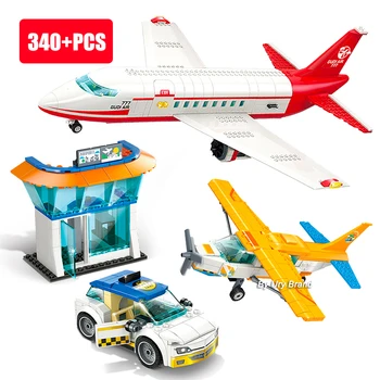 City Series Modern Bandara Penerbangan Penumpang Sipil Pesawat Pesawat Pesawat Kargo Set Blok Bangunan Mainan untuk Anak-anak Hadiah Anak Laki-laki