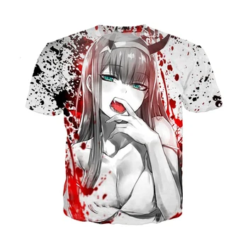 Darling In The Franxx T-shirt Anime Gadis Seksi Nol Dua Streetwear Cetak 3D Fashion Pria Wanita Kaus Kebesaran Atasan Anak-anak Atasan