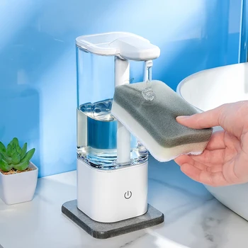 Dispenser Sabun Otomatis 500ml Bebas Genggam Dispenser Pembersih Tanpa Sentuhan Sensor Pintar Dispenser Sabun Cair untuk Kamar Mandi Dapur