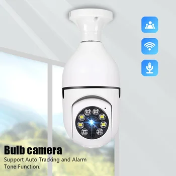 E27 Wifi Bulb Surveillance 360 Kamera Penglihatan Malam Otomatis Pelacakan Manusia Monitor Perlindungan Keamanan Nirkabel Panorama Rumah