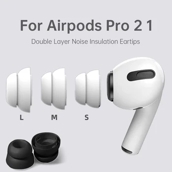 Eartip Baru untuk Apple Airpods Pro 2 Penutup Bantalan Earbud Silikon Insulasi Kebisingan Lapisan Ganda Pengganti Airpod Ujung Telinga