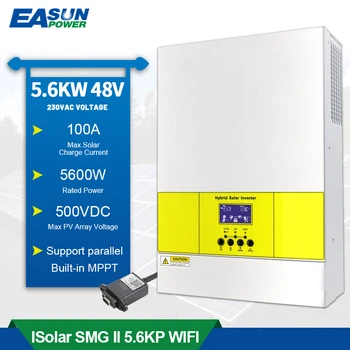 EASUN POWER 5.6 KW Soalr Inverter Input PV Daya 500Vdc 5500W Pengisi Daya MPPT 100A Inverter Gelombang Sinus Murni 220VAC 48VDC Dengan WiFi
