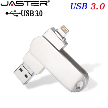 Flash Drive Usb Otg Petir JASTAR 3.0 untuk Iphone ipad Android 16gb 32gb 64gb 128gb 256gb Flashdisk 3 In1 Logo khusus
